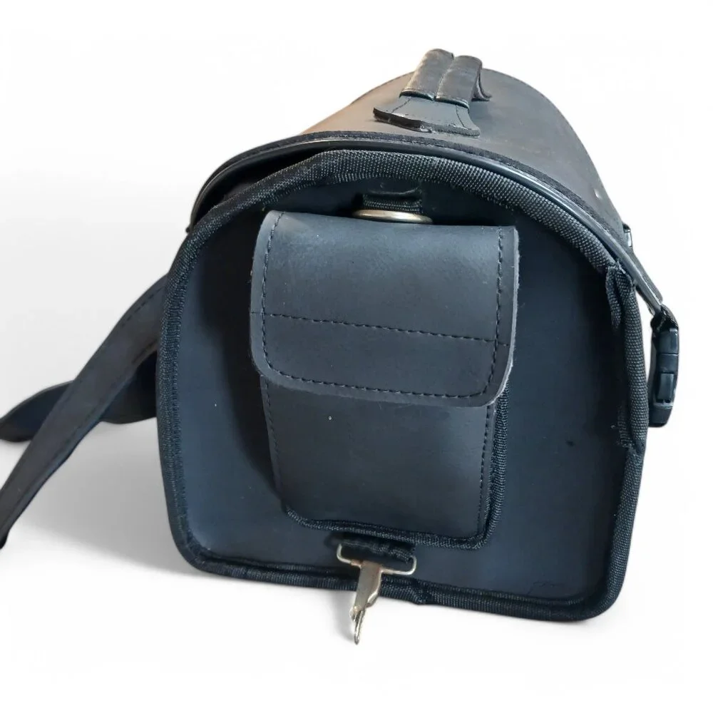 Vintage Waterproof Leather MotorcycleTail Bag Rear Seat Backpack Saddle Luggage - Picture 4 of 15